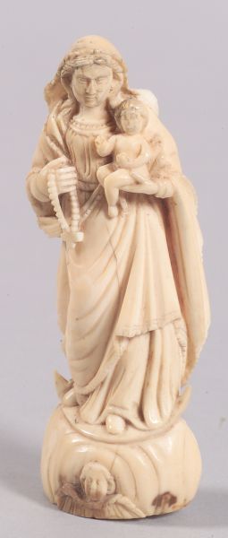 Appraisal: Carved Ivory Figure of the Madonna and Child likely Asian