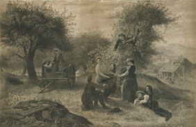 Appraisal: Lithograph Print Apple Gathering from th century painting by Jerome