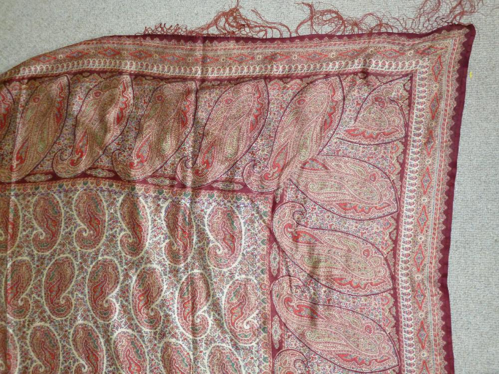 Appraisal: AN INDIAN SILK PAISLEY SHAWL mid th century woven in