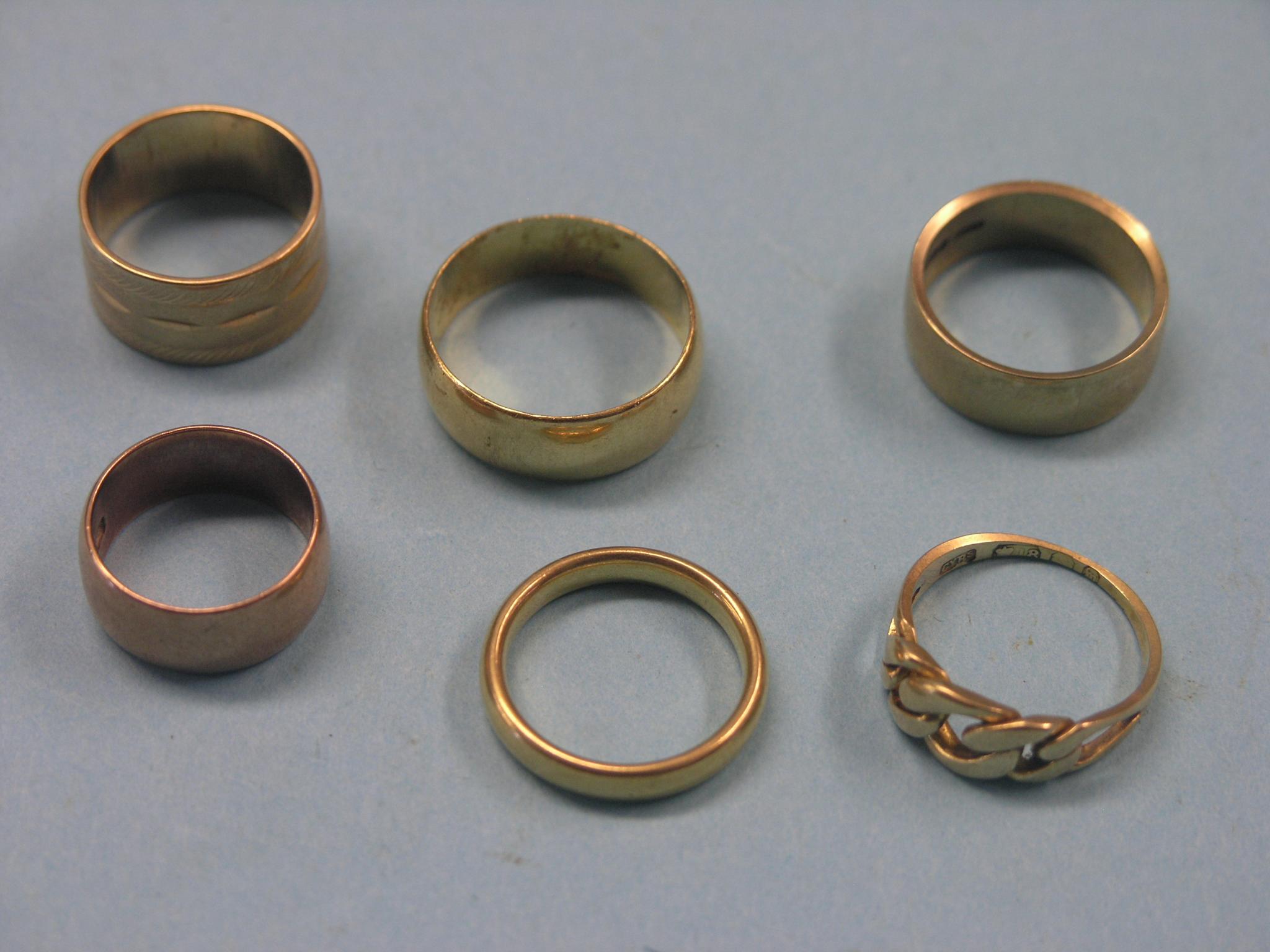 Appraisal: Two ct gold band wedding rings grams total an ct