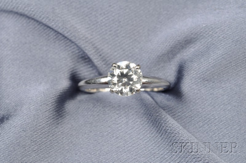 Appraisal: Diamond Solitaire the old European-cut diamond weighing approx cts kt