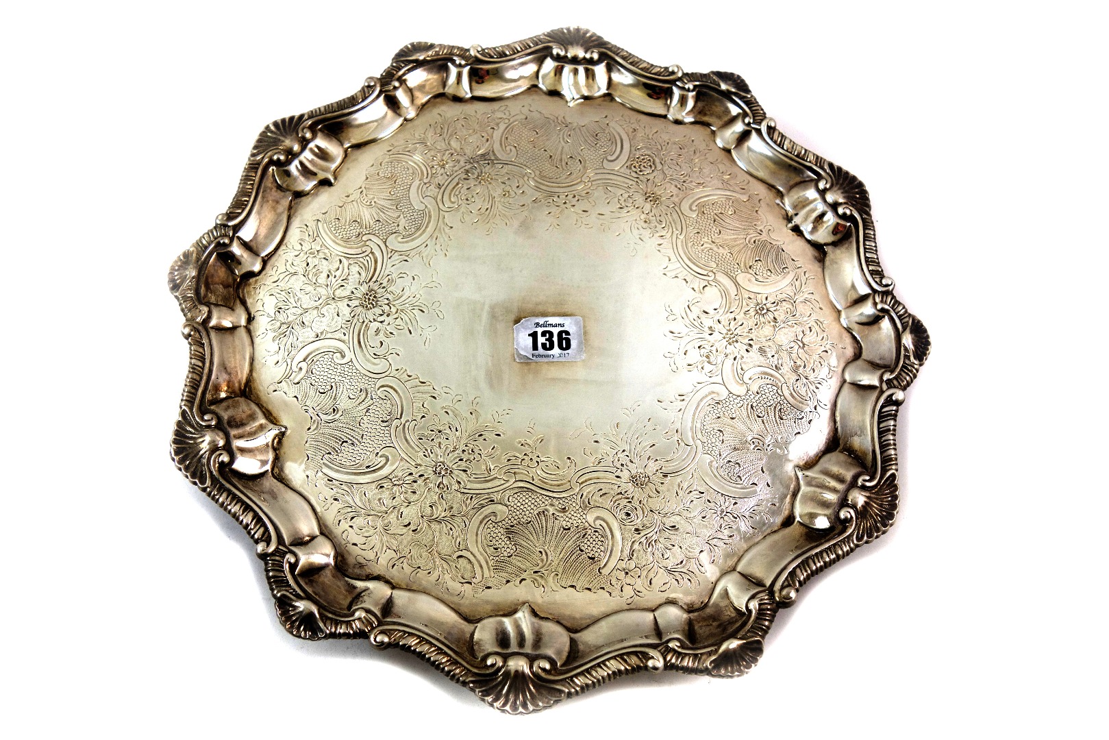 Appraisal: A George II shaped circular silver salver London makers mark