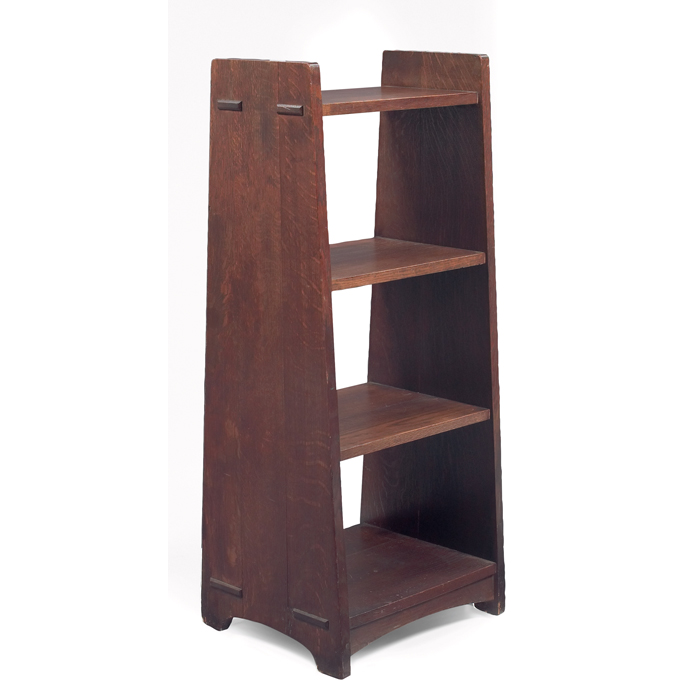 Appraisal: L and JG Stickley magazine stand four shelves supported by