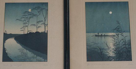 Appraisal: KOHO Shoho Japan th th C Pair Woodblocks ''Fishing Boat