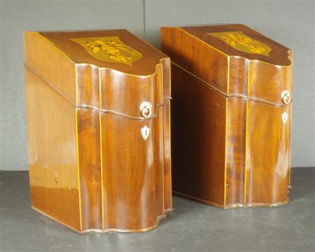 Appraisal: A pair of George III style mahogany knife boxes each