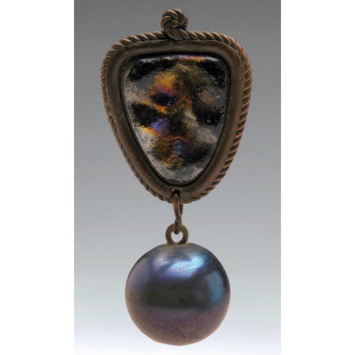 Appraisal: Rare Tiffany Studios pendant bronze with an inset turtleback tile