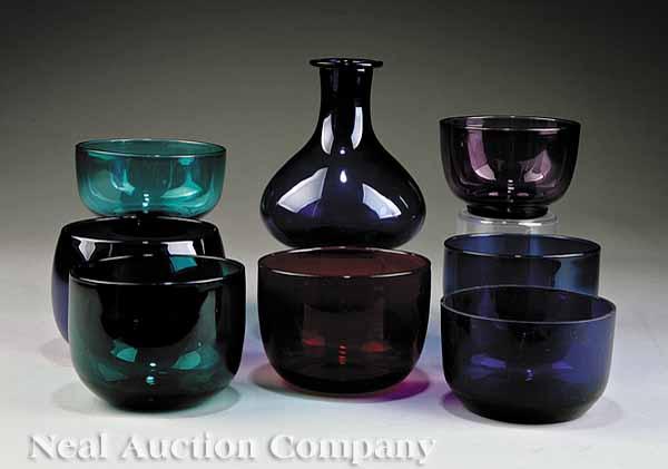 Appraisal: A Collection of Seven American Blown Colored Glass Finger Bowls