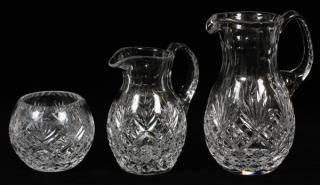 Appraisal: CRYSTAL PITCHERS BOWL CRYSTAL PITCHERS BOWL Hand cut crystal Two