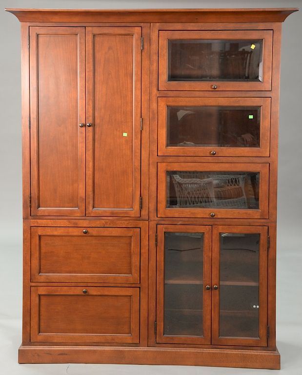 Appraisal: Large cherry cabinet with glass doors bassett ht in wd