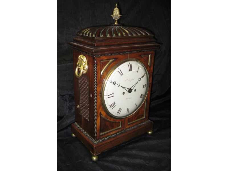 Appraisal: ENGLISH REGENCY MAHOGANY BRACKET CLOCK A fine George IV brass