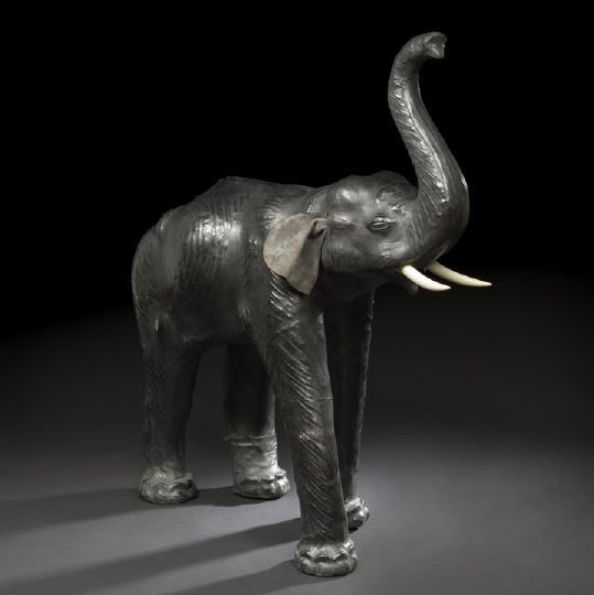 Appraisal: Large Unusual Anglo-Colonial Figure of a Youthful Trumpeting Elephant ca