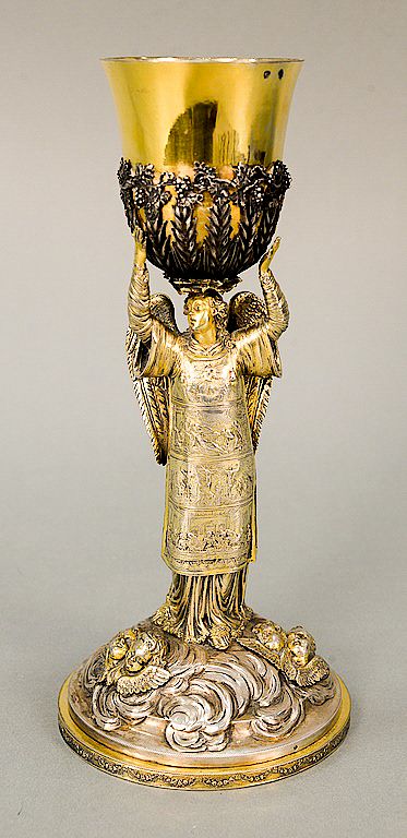 Appraisal: Continental silver chalice with gilt decorated cup figure and base