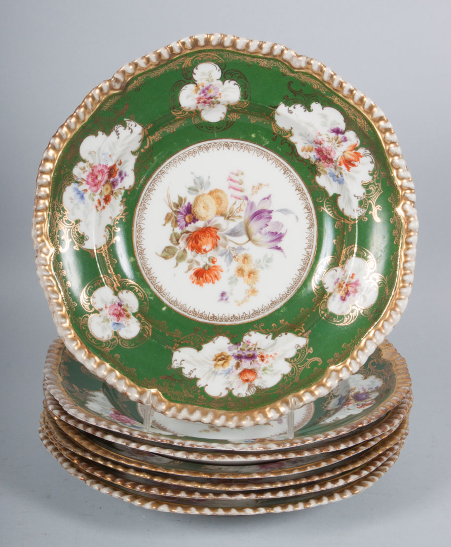 Appraisal: Seven Austrian porcelain salad plates early th century green ground