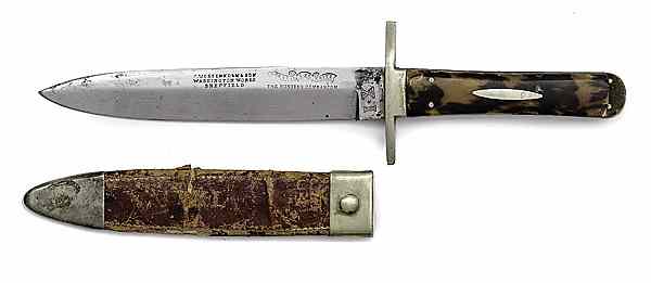 Appraisal: Sheffield Bowie Knife and Scabbard by Wostenholm Son blade stamped