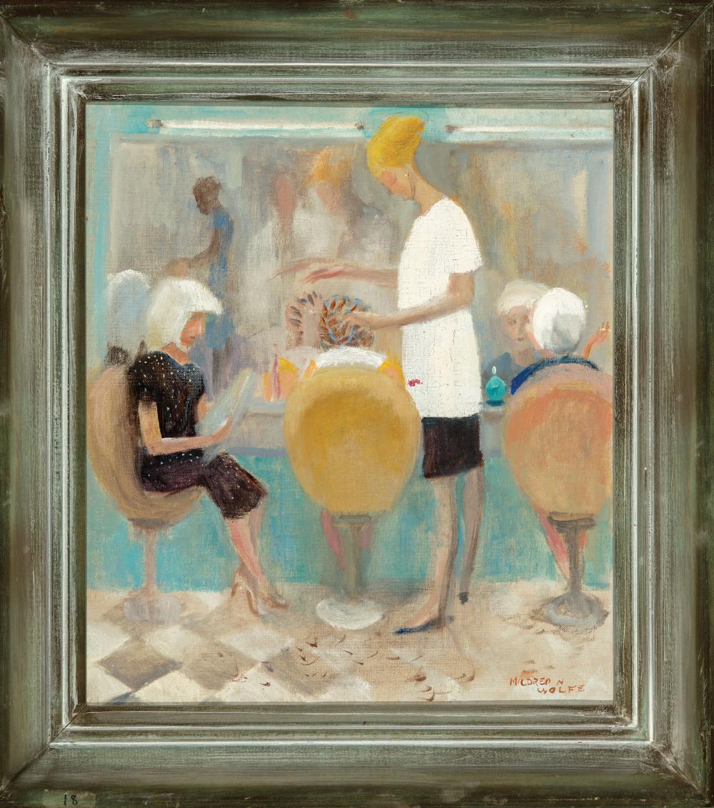 Appraisal: Mildred Nungester Wolfe American Mississippi - Beauty Shop oil on