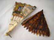 Appraisal: A pierced and gilt tortoiseshell fan with painted view of