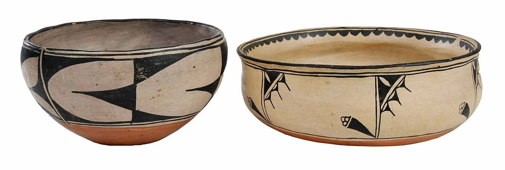 Appraisal: Two Pueblo Polychrome Bowls one possibly Santo Domingo with red