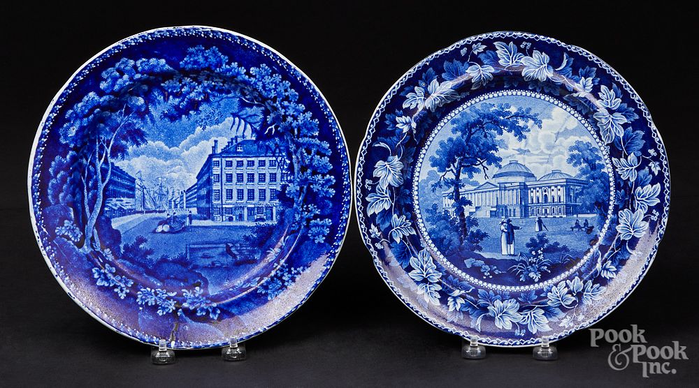 Appraisal: Two Historical blue Staffordshire plates Two Historical blue Staffordshire plates