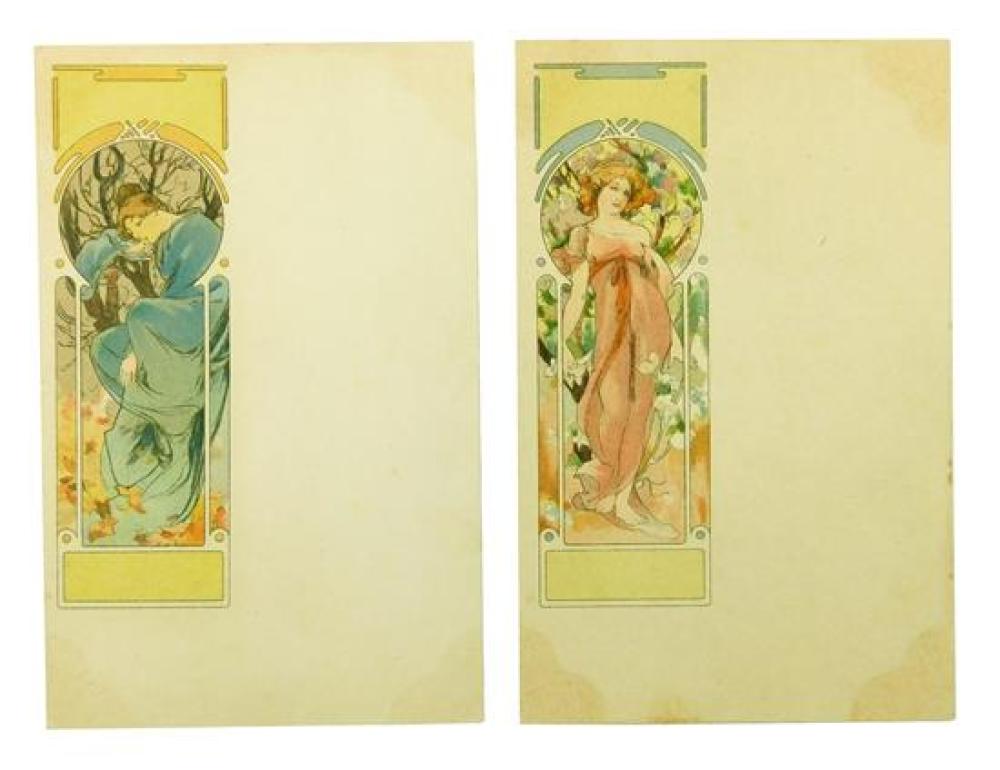 Appraisal: EPHEMERA Two Alphonse Mucha Czech - postcards including Spring and