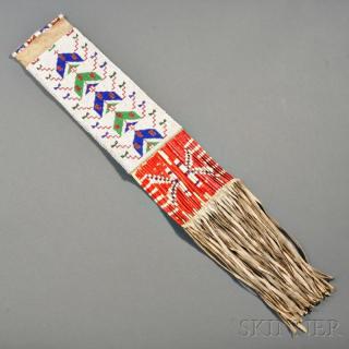 Appraisal: Lakota Beaded and Quilled Hide Pipe Bag c the large