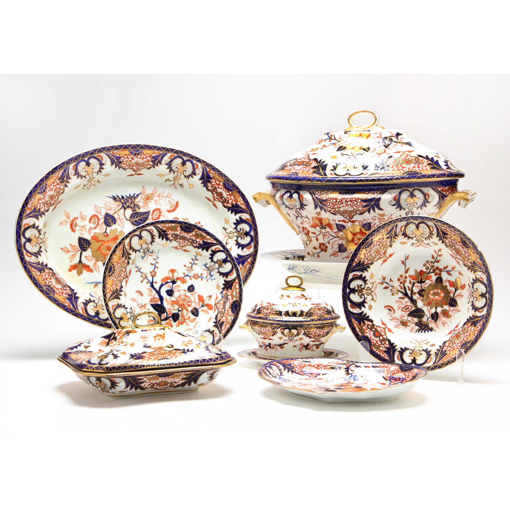 Appraisal: Partial Set of Crown Derby Dinnerware Imari Style th century