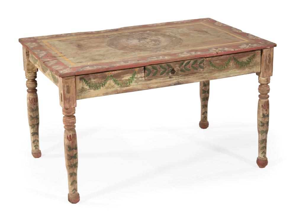 Appraisal: Mario Villa Nicaraguan New Orleans - Polychrome Painted Antique Table