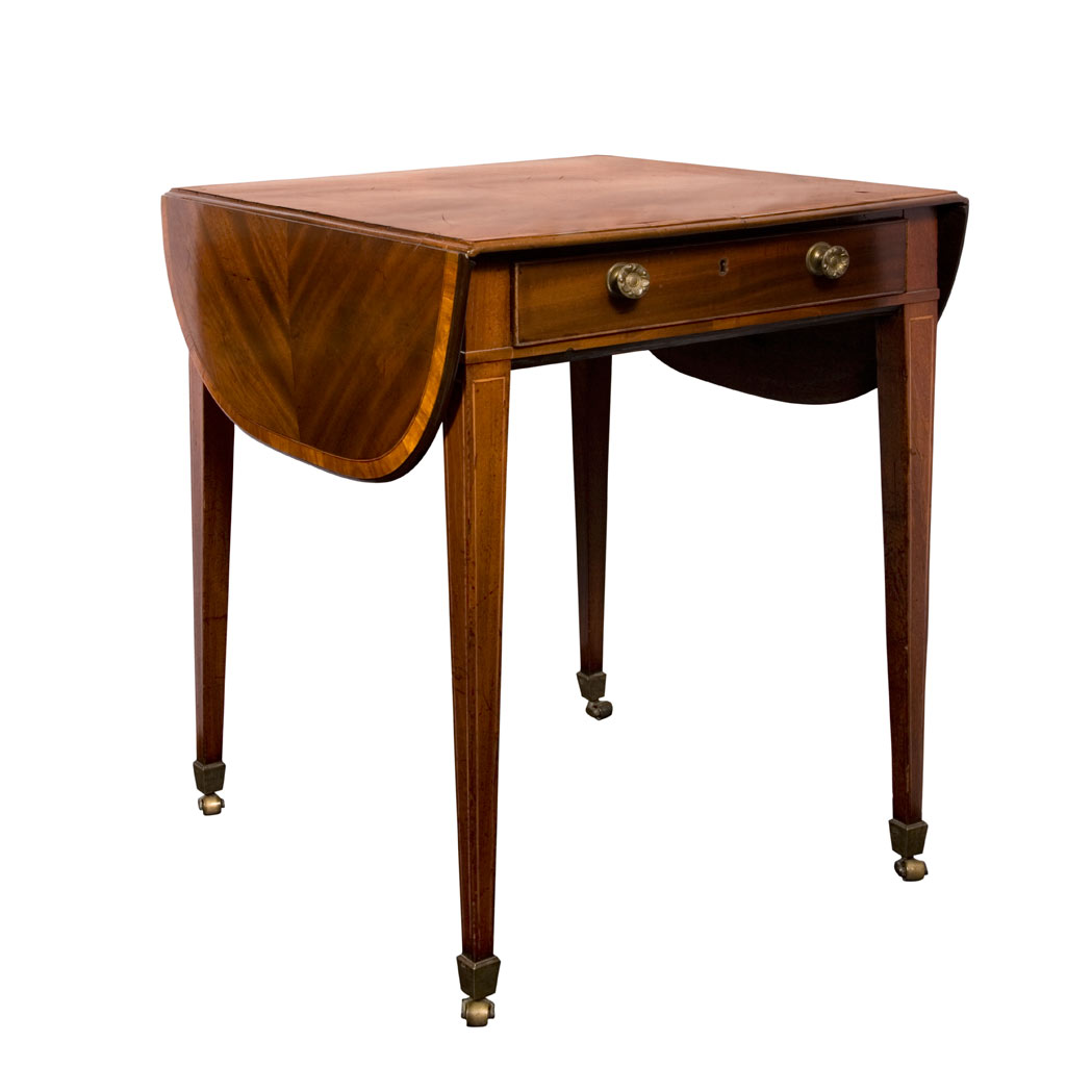 Appraisal: George III Banded Mahogany Pembroke Table The quarter veneered top