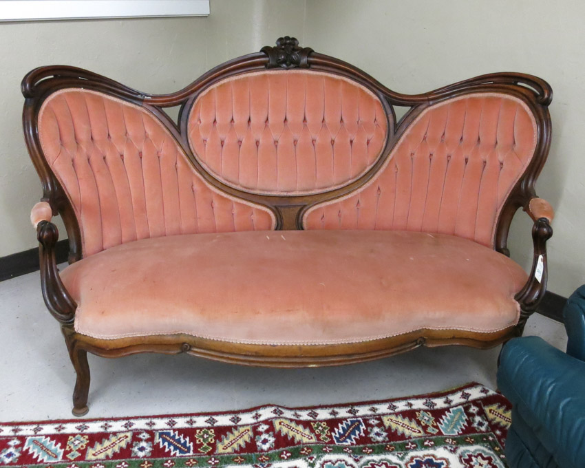 Appraisal: A VICTORIAN MEDALLION-BACK SOFA Louis XV substyle American c having