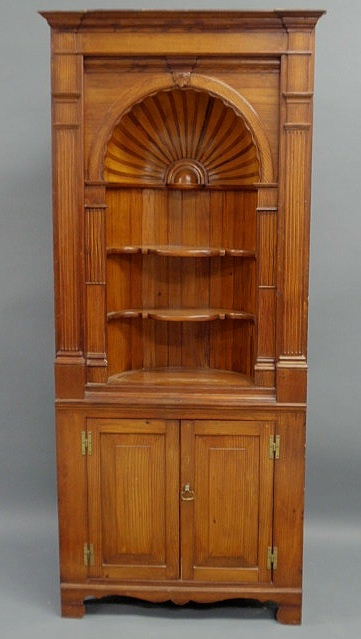 Appraisal: Eastern Shore yellow pine corner cupboard h x w x