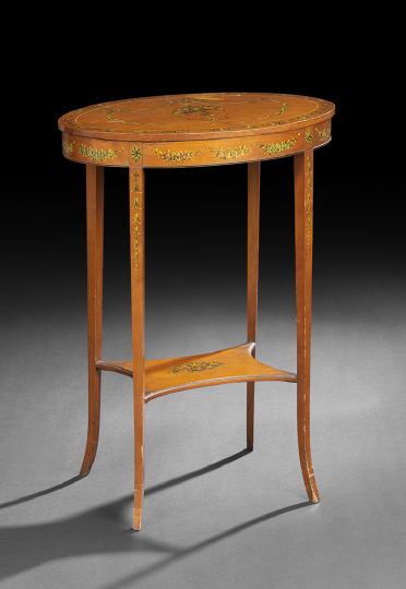 Appraisal: Edwardian Satinwood Occasional Table ca the oval top with a