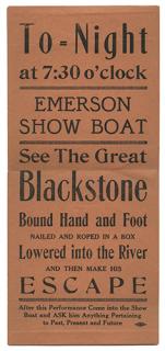 Appraisal: Emerson Show Boat Escape Handbill Blackstone Harry Emerson Show Boat