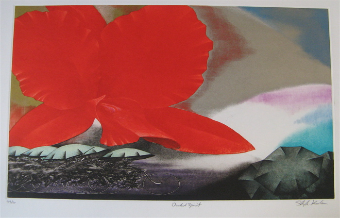 Appraisal: SHIGENKI KURODA COLOR INTAGLIO PRINT Japanese born titled Orchid Spirit