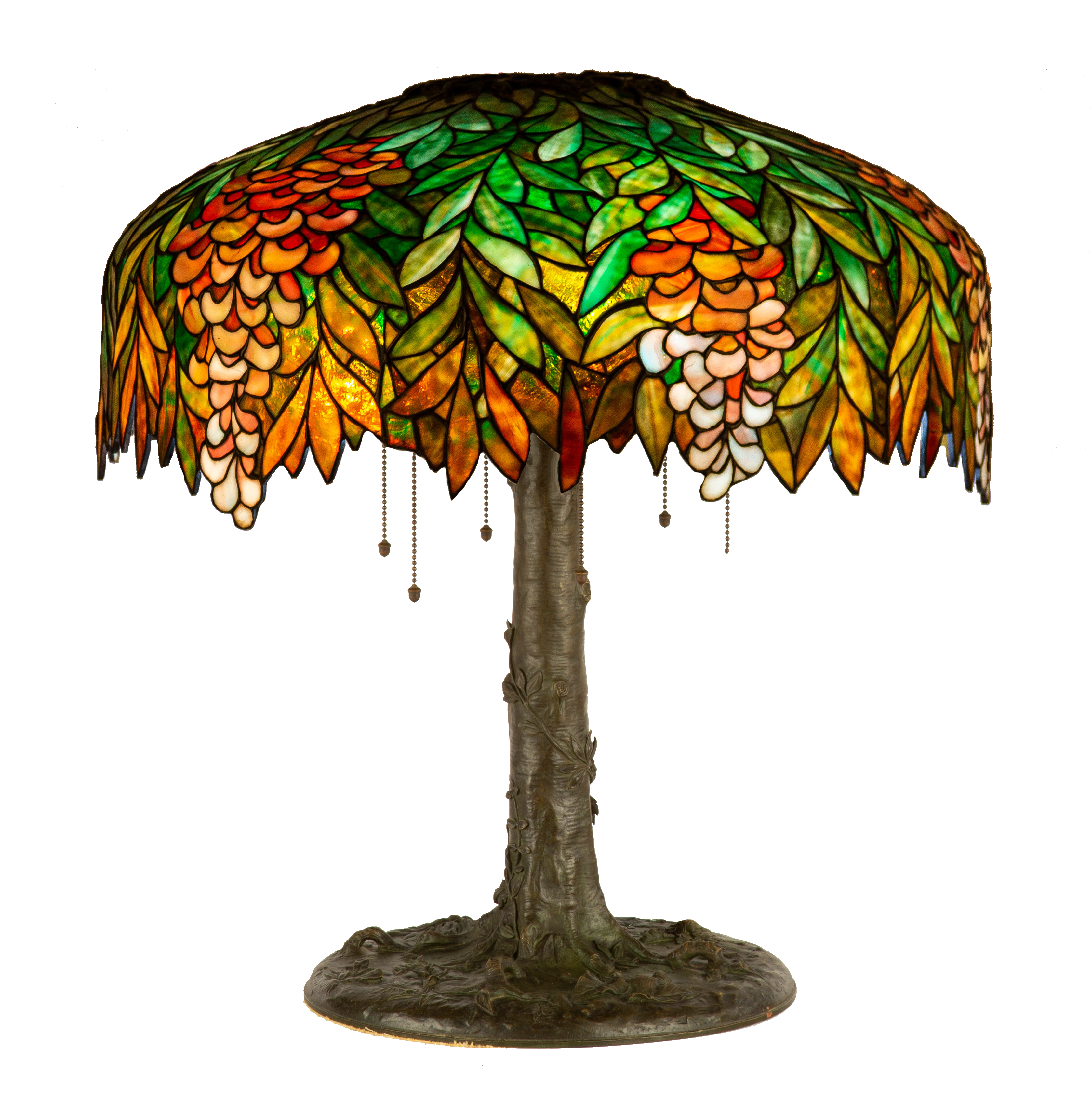 Appraisal: A VERY RARE LEADED GLASS TABLE LAMP Attributed to Riviere