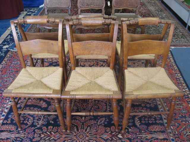 Appraisal: Set of Chairs th century rush seats