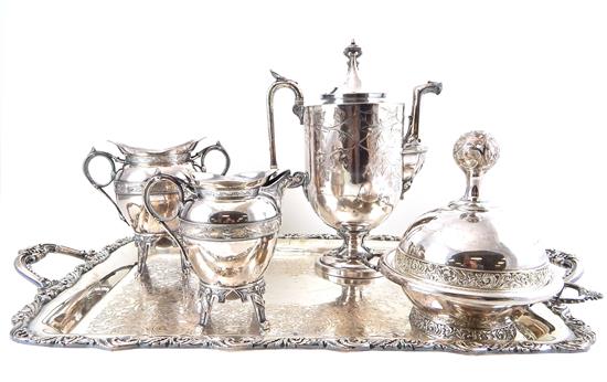 Appraisal: SILVER PLATE Five pieces of assembled silver plate Meriden Co