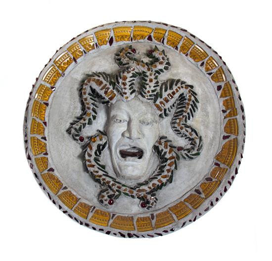 Appraisal: Sale Lot A Cast Stone and Glass Mosaic Relief Plaque