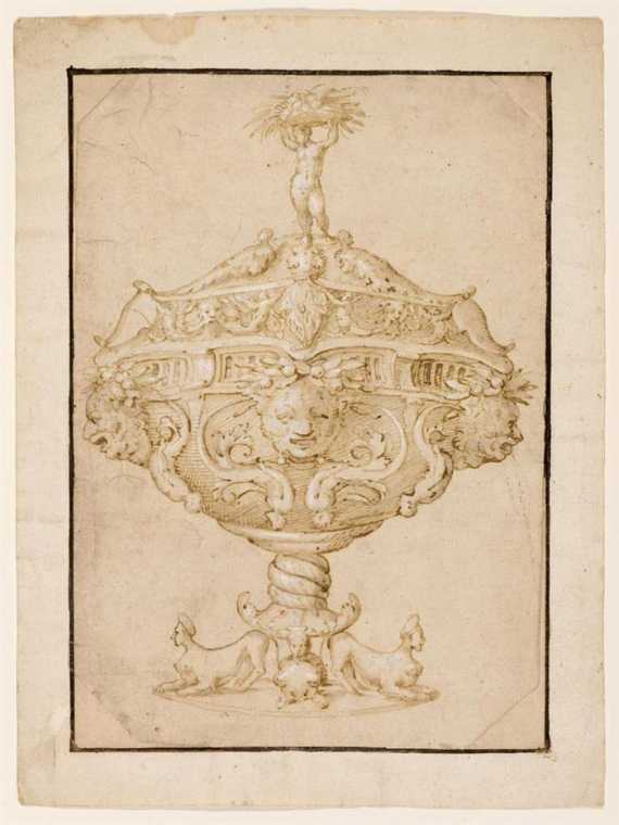 Appraisal: ITALIAN TH CENTURY Sketch for a lidded goblet Brown pen