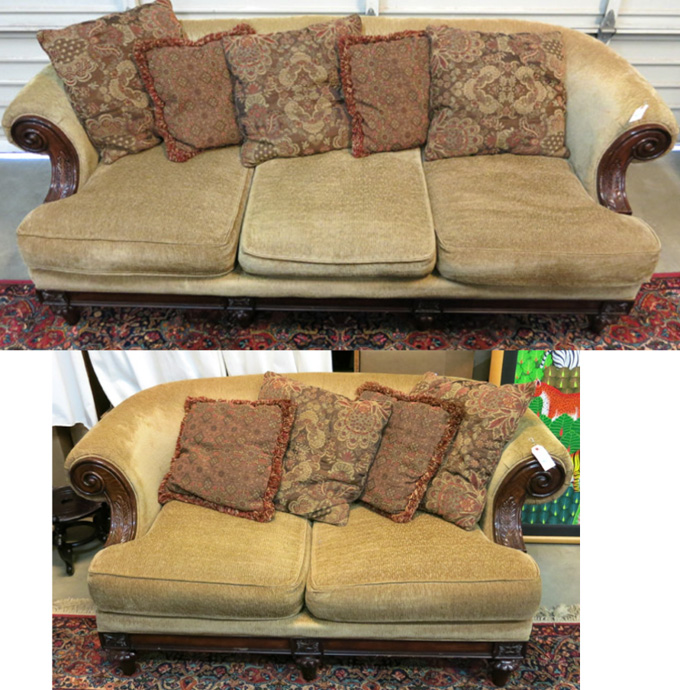 Appraisal: TRADITIONAL STYLE SCROLL ARM SOFA AND LOVESEAT SET Broyhill Furniture