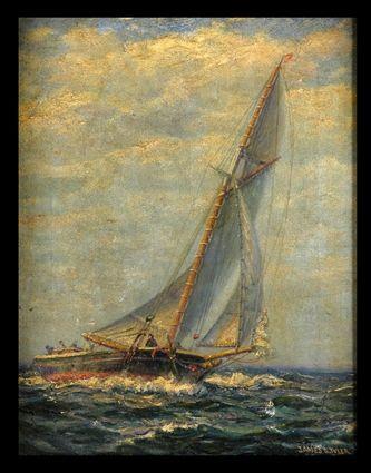 Appraisal: JAMES G TYLER - SHIP AT SEA Oil on canvas