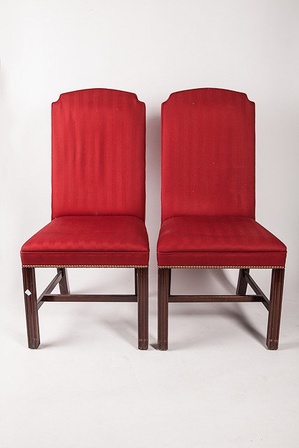 Appraisal: A SET OF TEN HIGH BACK RED UPHOLSTERED GEORGIAN STYLE