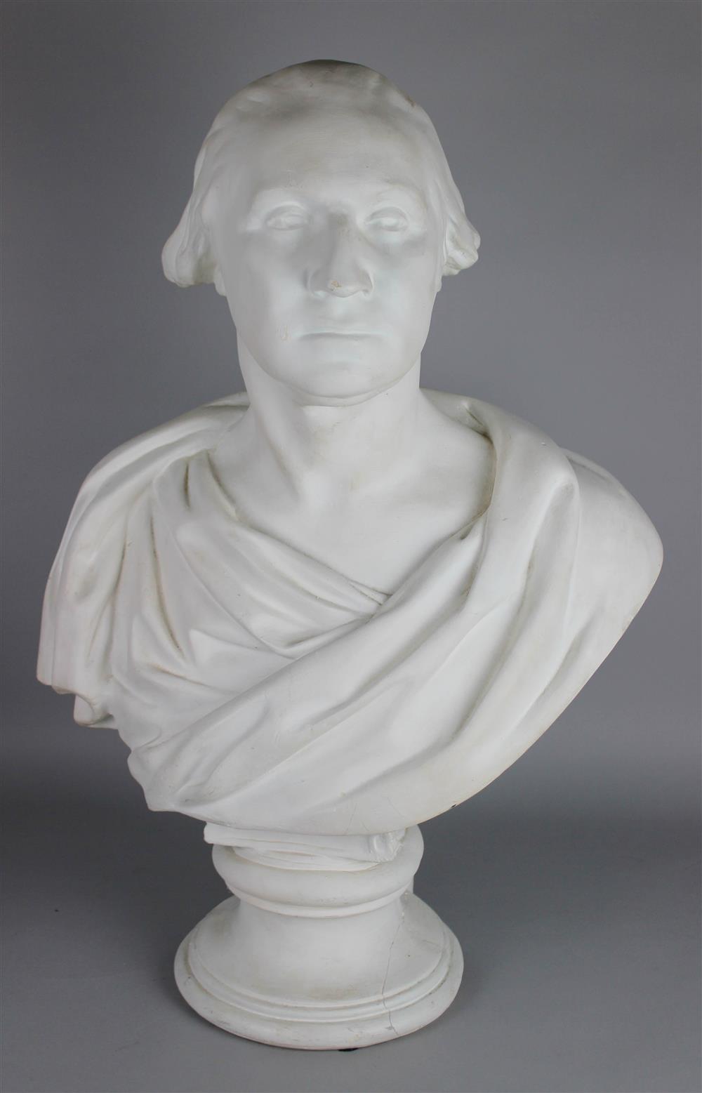 Appraisal: PLASTER BUST OF GEORGE WASHINGTON AFTER HOUDON h in Provenance