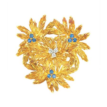 Appraisal: Gold Diamond and Sapphire Brooch Tiffany Co Estimate -