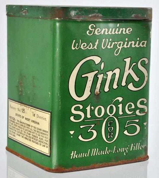 Appraisal: Ginks Stogies Cigar Tin Description Hard piece to find in