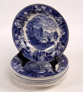 Appraisal: SET OF BLUE AND WHITE TRANSFER WARE BOWLS MARKED ON