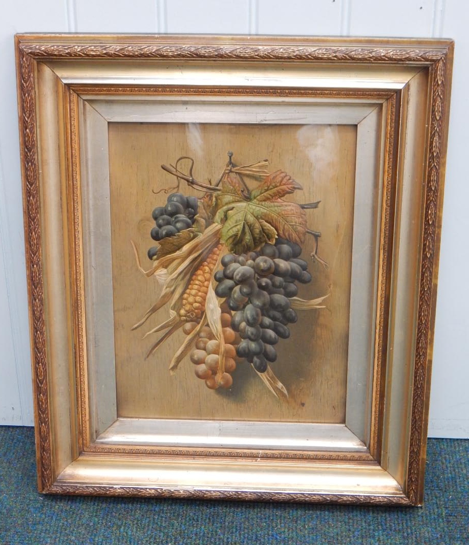 Appraisal: A late Victorian embossed coloured print of grapes and vines