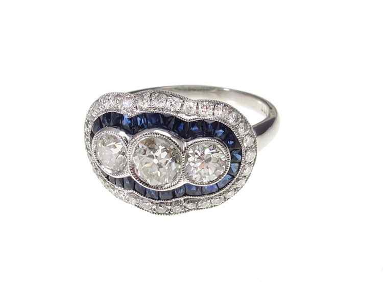 Appraisal: SOPHIA D PLATINUM ART DECO REVIVAL RING Diamonds and sapphires