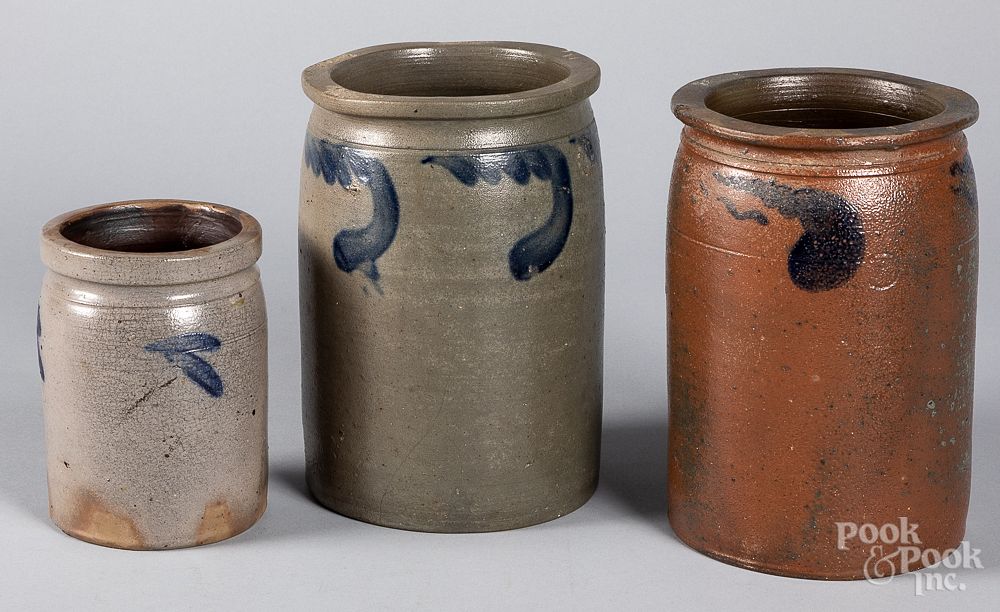 Appraisal: Three Pennsylvania stoneware jars th c Three Pennsylvania stoneware jars