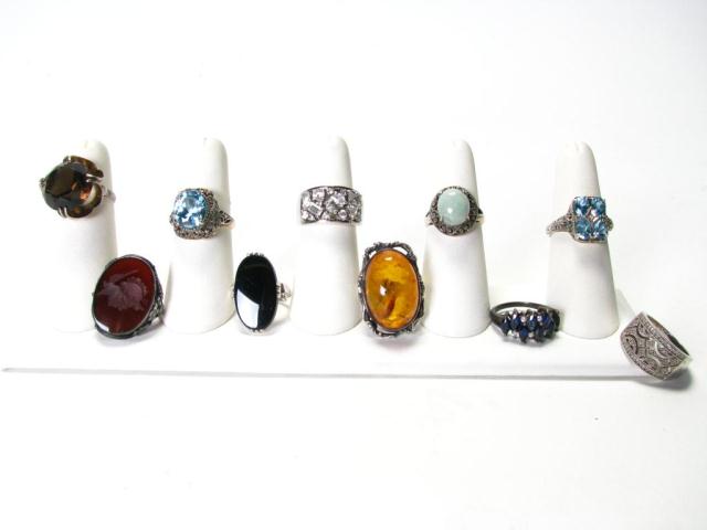 Appraisal: Ten Assorted Design Sterling Silver Rings approximately grams