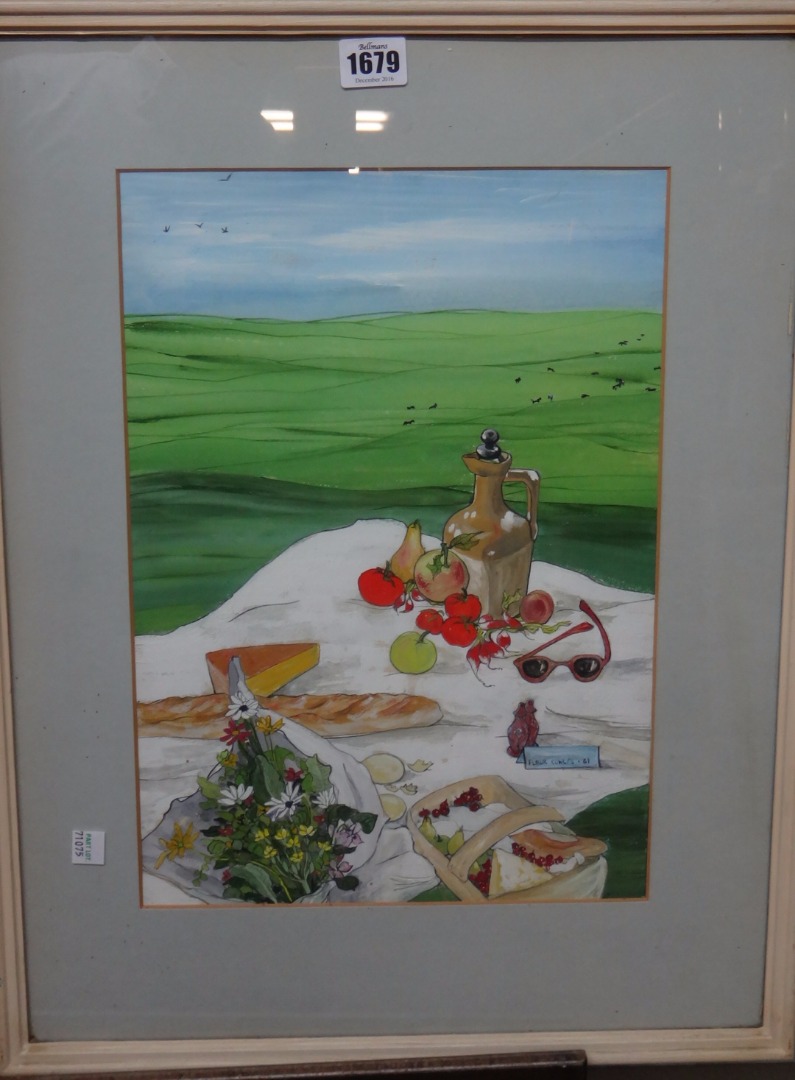 Appraisal: Fleur Cowles - Picnic with pleasure Still life of jasmine