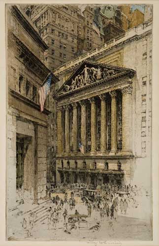 Appraisal: LUIGI KASIMIR New York Stock Exchange Color etching and aquatint